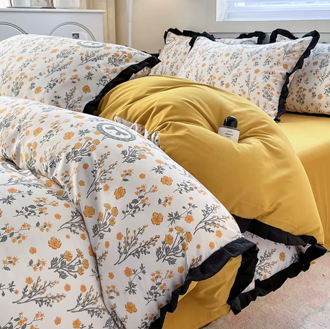 Постільна білизна French з вареної бавовни 200&times;230 см &mdash; жовта bed-0005-04 фото